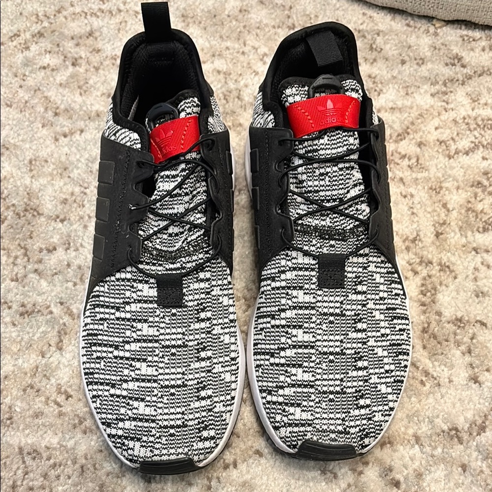 Adidas PLUR Black and White Sneakers with Red Accent